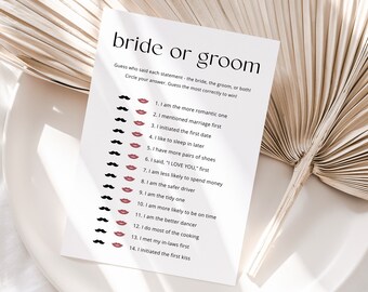 He Said She Said Bridal Shower Guessing Game, Instant Download ANNA