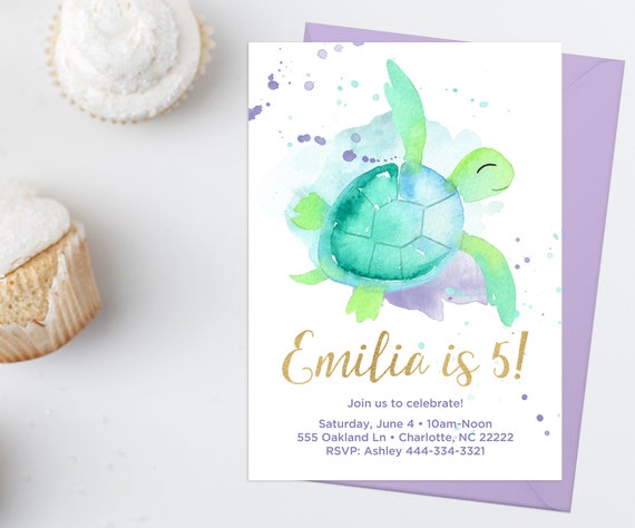Sea Turtle Birthday Party Invitations 5