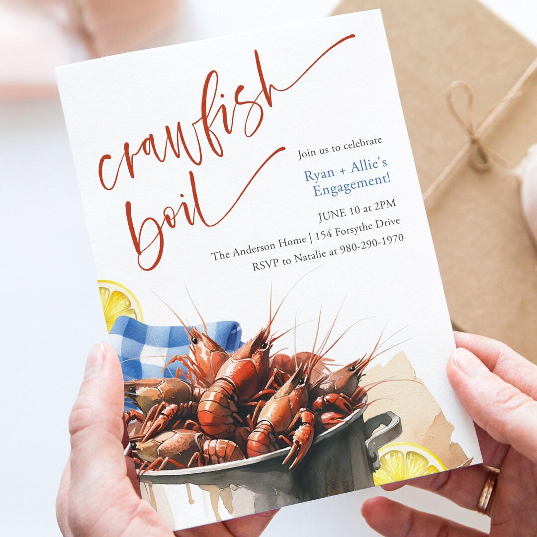 Crawfish Boil Invitation Printable Editable CORJL Template Seafood Boil