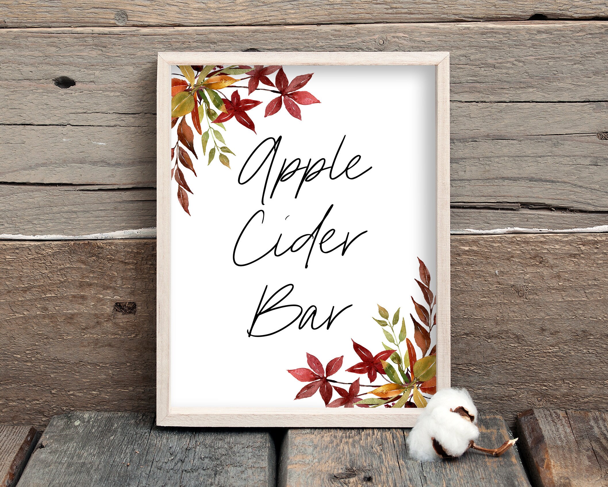 Apple Cider Bar PRINTABLE Table Sign 8x10 Fall Shower Sign | Etsy