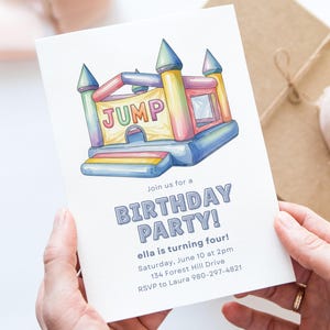 Bounce House Birthday Canva Invite Template, Kids Party Invitation, Inflatable Castle, Jumping Theme, Editable Digital File