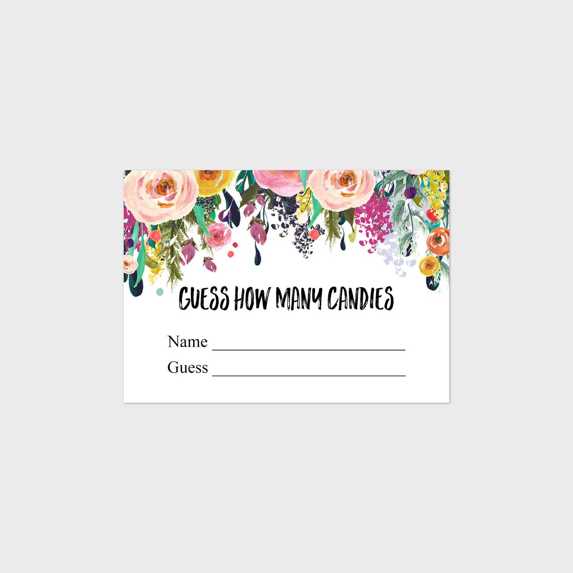 Guess How Many Candies Are in the Bottle Printable Babyshower | Etsy