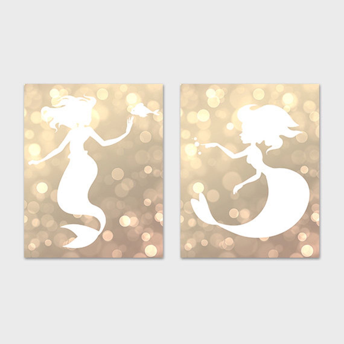 Mermaid Art Prints Set of 2 Nursery Prints 8x10 PRINTABLE | Etsy