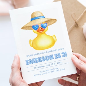 Duck Birthday Canva Invite Template, Summer Party, Pool Party Invitation, Beach Bash, Editable Invitation, Custom Invite, Digital Download