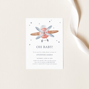 Airplane Baby Shower Invitation Template Printable File | Etsy