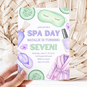 Spa Birthday Canva Invite Template, Relaxing Spa Day Party Invitation, Editable Birthday Invite, Kids Birthday Invitation, Spa Template
