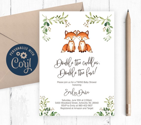 Baby Shower Invitation Woodland Boy Instant Download Kit