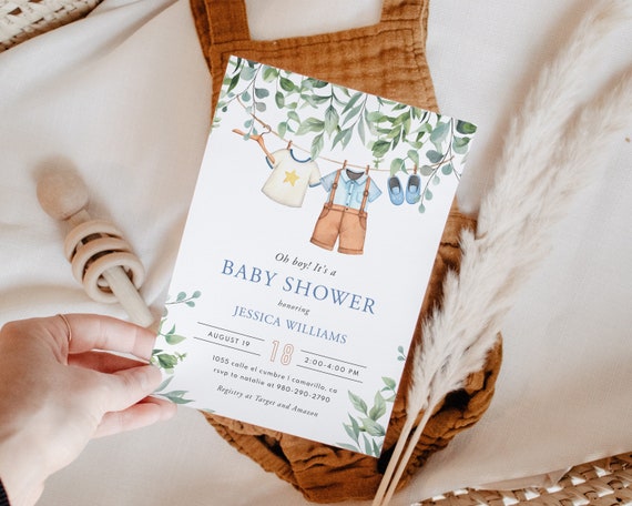 Boy Baby Shower Invitation Template Printable Editable CORJL - Etsy