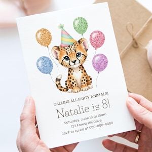 Cheetah Birthday Canva Invite Template, Party Animal Invite, Editable Safari Invitation, DIY Cheetah Theme Party, Printable