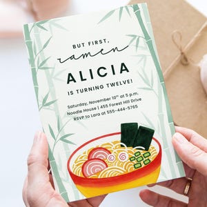 Ramen Birthday Canva Invite Template, Noodle Party, Custom Editable Invitation, Japanese Theme Party, But First Ramen, Instant Download