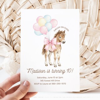 12 Biglietti D'invito Per Festa Di Compleanno A Tema Cavallo, Per Bambini, Formato Grande, Carta Pesante 400g/m², Senza Buste