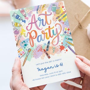 Art Party Birthday Invitation, Editable Canva Template, Kids Painting Craft Invite, Digital Download, Creative Artist Party, Printable