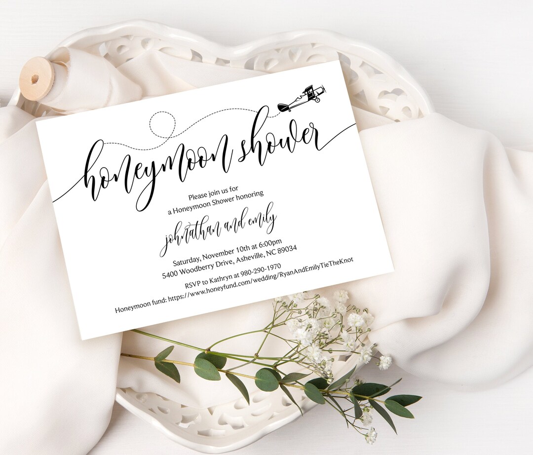 EDITABLE Honeymoon Shower Invitation Template 5x7 DIY Couples Shower