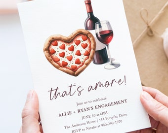 That's Amore Pizza Engagement Party Invitation Template, Wedding Shower Invite, Wine and Pizza Party Invite, All You Need is Love and Pizza