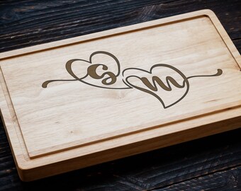 Love Couple Cutting Board, Couple Monogrammed Board, Bamboo Cutting Board, New Home Gift for Couple, Bridal Shower Gift, New Home Gift