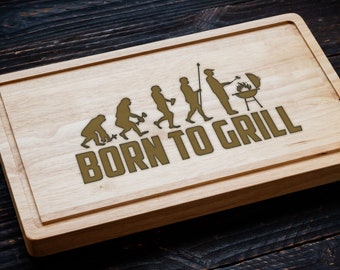 Born to Grill Cutting Board, Gifts for Husband, Griller Gifts, BBQ Gift for Men's Birthday, Charcuterie Board Cutting Board, Serving Board