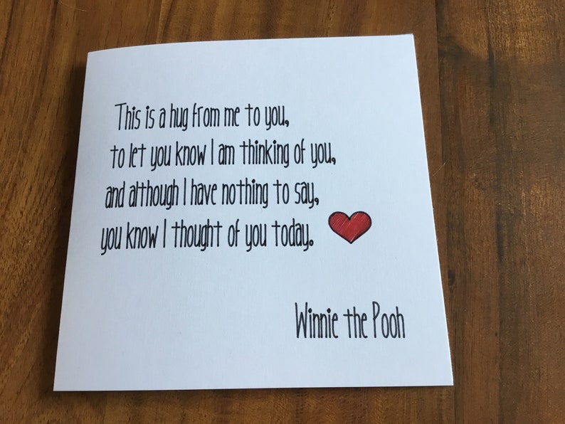 Hug card/Winnie the Pooh quote/ Miss you card | Etsy