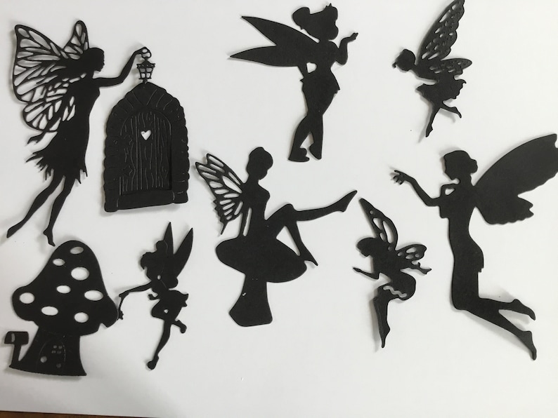 Fairy Die Cut Outs Black Fairy Silhouette card Etsy