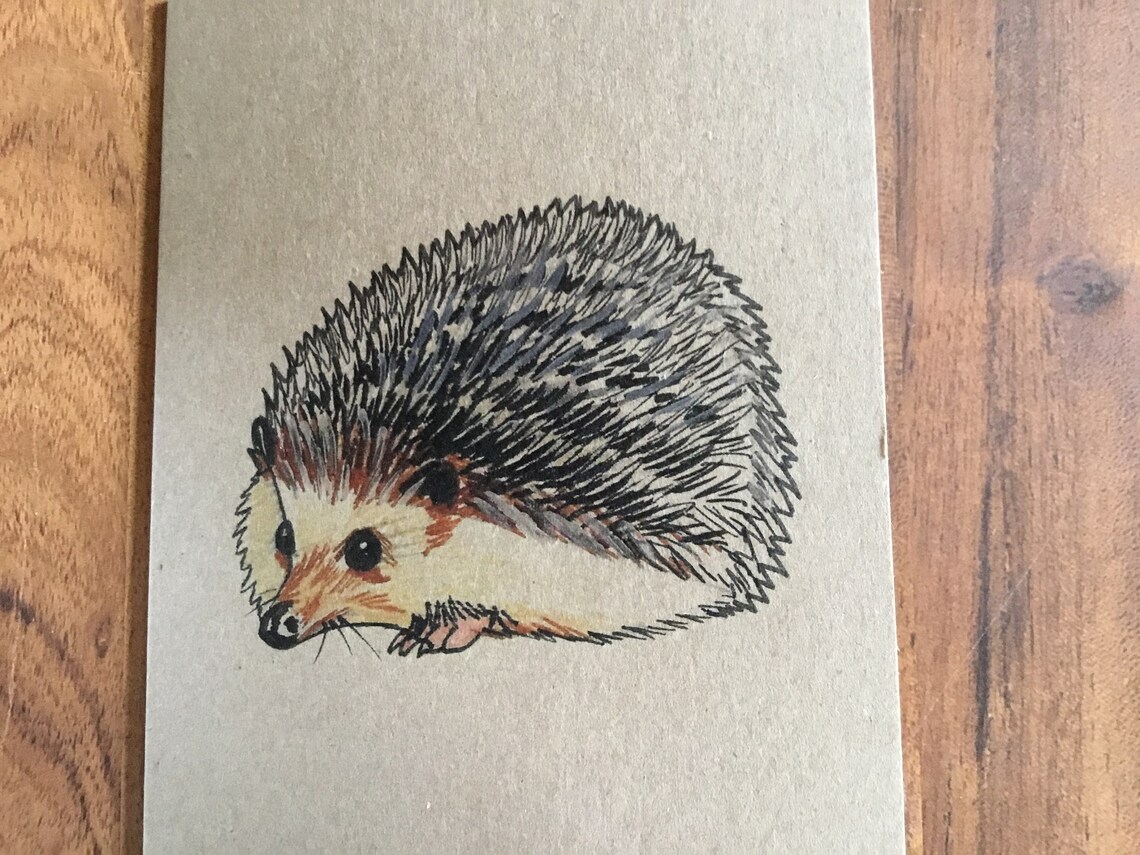 Hedgehog card/ recycled /blank greeting card/notecard/ready Etsy