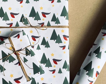 Christmas Robin Gift Wrap - light