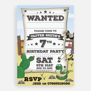 Invitation personnalisée à une fête de cow-boy