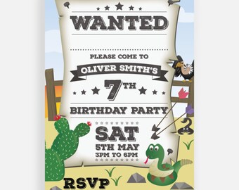 パーソナライズされたカウボーイパーティー招待状