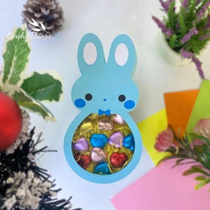Fichiers de boîte à bonbons bleu lapin, boîte à lumière en papier découpé, fichiers SVG 3D Papercut boîte à lumière bricolage, boîte à ombre en papier découpé