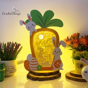 Karotte box 2 Osterei Schatten Box Dateien, Papierschnitt Licht Box Vorlagendateien, 3D Papierschnitt Licht Box SVG Datei DIY, Schatten Box Papierschnitt