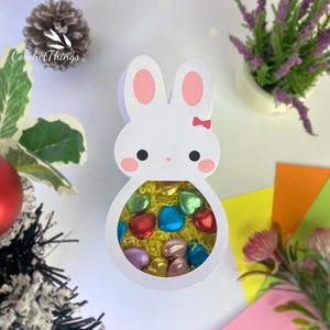 Fichiers de boîte à bonbons lapin blanc, boîte à lumière en papier découpé modèle, fichier SVG 3D Papercut boîte à lumière bricolage, boîte à ombre en papier découpé