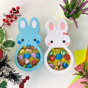 Lot de 2 fichiers de boîte à bonbons lapin, 2 fichiers, modèle de boîte à lumière en papier découpé, fichier SVG 3D Papercut boîte à lumière bricolage, boîte à ombre en papier découpé