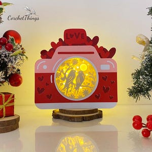 Kamera Box Vogel Graden Schatten Box Dateien, Papierschnitt Licht Box Vorlagendateien, 3D Papierschnitt Licht Box SVG Datei DIY, Schatten Box Papierschnitt