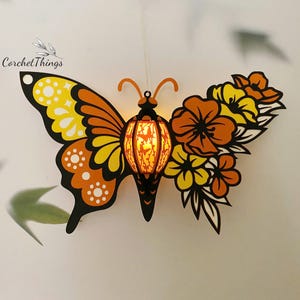 Laterne Schmetterling Blume 3 Schatten Box Dateien, Papierschnitt Licht Box Vorlagendateien, 3D Papierschnitt Licht Box SVG Datei DIY, Schatten Box Papierschnitt