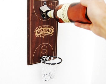 Abridor de botellas de los San Antonio Spurs: regalo para aficionados al baloncesto, decoración para el hogar.