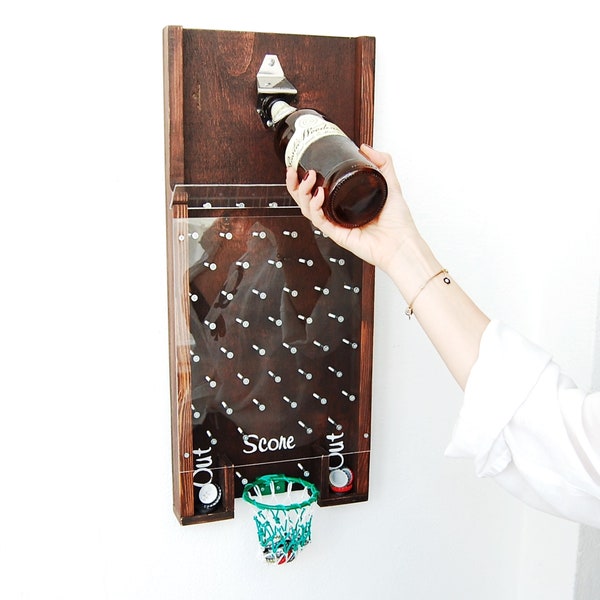 Wall mounted bottle opener, drinko, drinko bottle opener, basketball bottle opener, plinko, drinko plinko, drinko plinko game, man cave