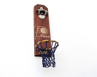 Indiana Pacers, Wall mounted bottle opener, beer opener, basketball gifts for men, basketball gift, man cave, wedding gift