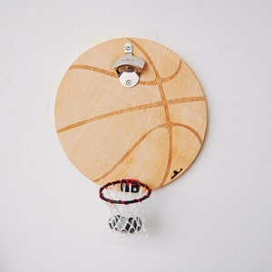 Gift for basketball lovers, Basketball gift, Bottle opener, basketball hoop, beer opener, wall mount opener, cap catcher, man cave gift idea image 6