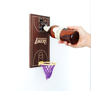 Lakers, Lakers bottle opener, Basketball bottle opener, Lakers gifts, Lakers mounted bottle opener, Christmas gift for Lakers fan, Man cave