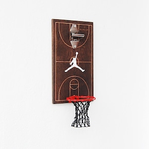 Air Jordan Bottle Opener Wall Mount: Man Cave Basketball Decor, Michael Jordan fan gift