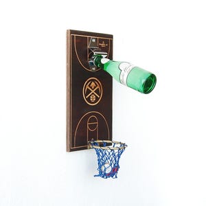Denver Nuggets Bottle Opener: Rustic Man Cave Bar Decor