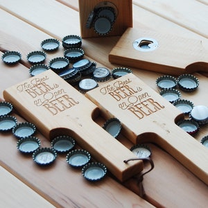 The best beer is an open beer, Christmas gift bottle opener, Beer bottle opener, Handheld wooden bottle opener, Hand-Held Bottle Opener