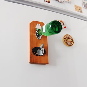 Magnetic Iroco Wood Bottle Opener with Cap Catcher