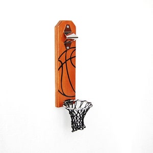 Basketball Bottle Opener Wall Mount: Handmade Pine Wood Decor