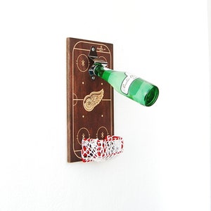 Detroit Red Wings, Detroit Red Wings gift, Ice hockey gifts, Ice Hockey Decor, Ice Hockey bottle opener, bottle opener wall mount