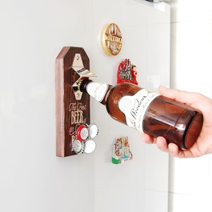 Bottle opener fridge mount, Gift for dad, Personalized magnetic bottle opener, personalized decor for home, The best beer is an open beer