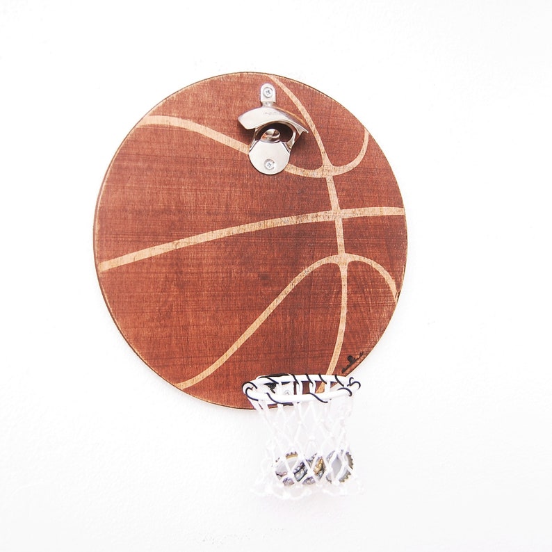 Gift for basketball lovers, Basketball gift, Bottle opener, basketball hoop, beer opener, wall mount opener, cap catcher, man cave gift idea image 5