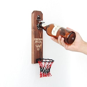 Chicago Bulls fan gift, Chicago bulls bottle opener, Wall mounted bottle opener, basketball gifts for men, basketball bottle opener,