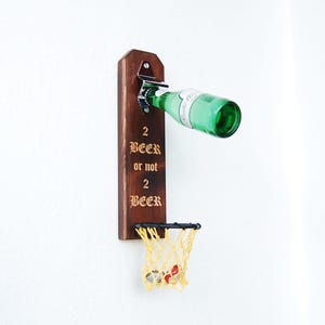 Handmade Basketball Beer Opener: Wall Mount Man Cave Decor