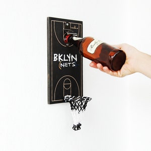 Brooklyn Nets, Wall mounted bottle opener, basketball gift, Christmas gift for him, basketball bottle opener, basketball gifts for men