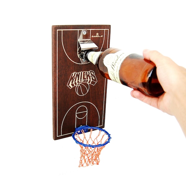 New York Knicks Magnetic Bottle Opener: Personalized Man Cave Gift