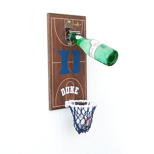 Christmas gift for Duke fan, Duke Basketball, Duke Blue Devils, beer opener, cap catcher, basketball, basketball gift,